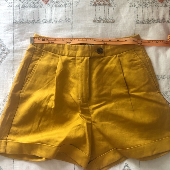 Brand New Mustard Yellow Paper Bag Shorts - Picture 5 of 6